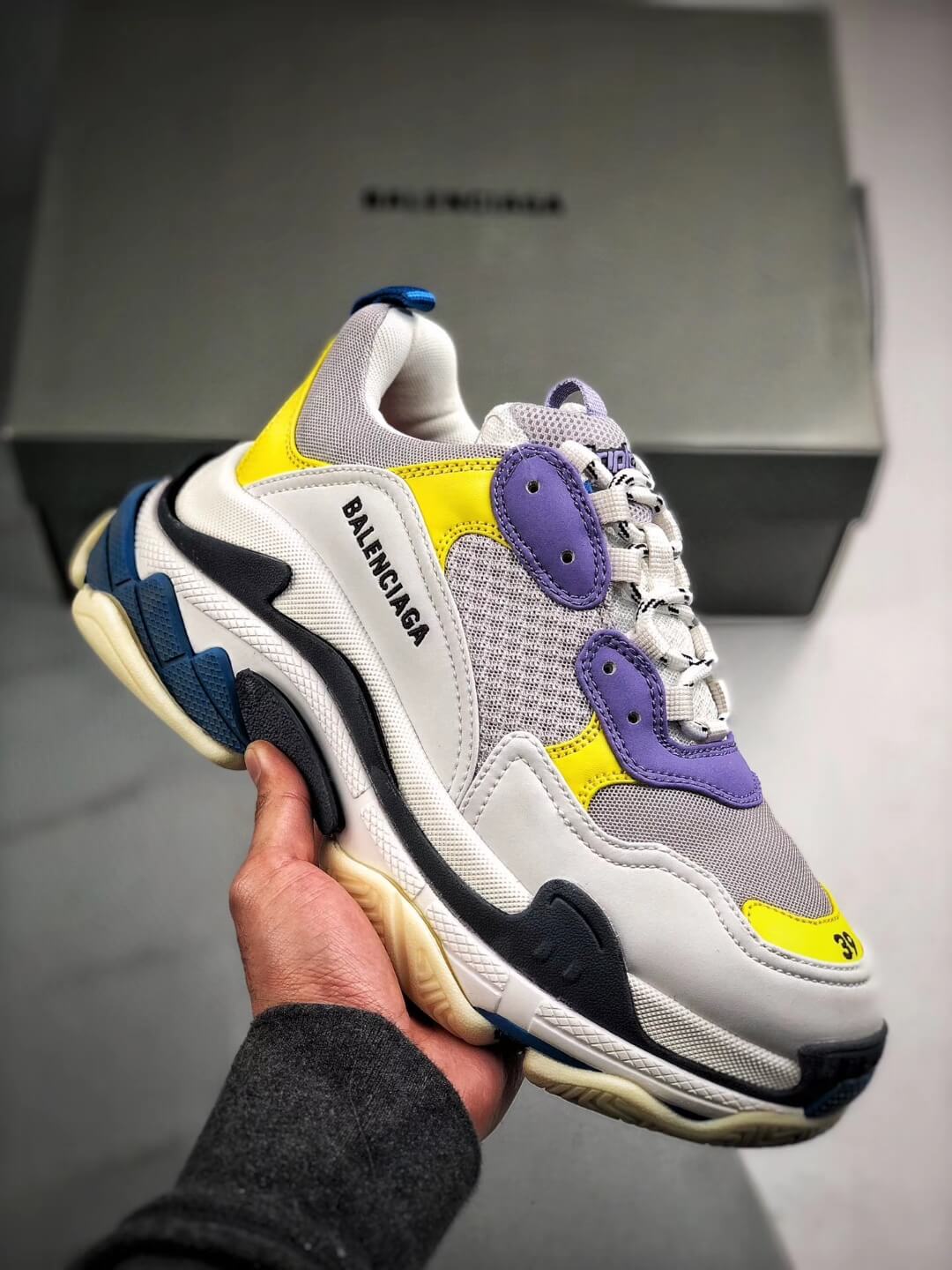 yellow and purple sneakers