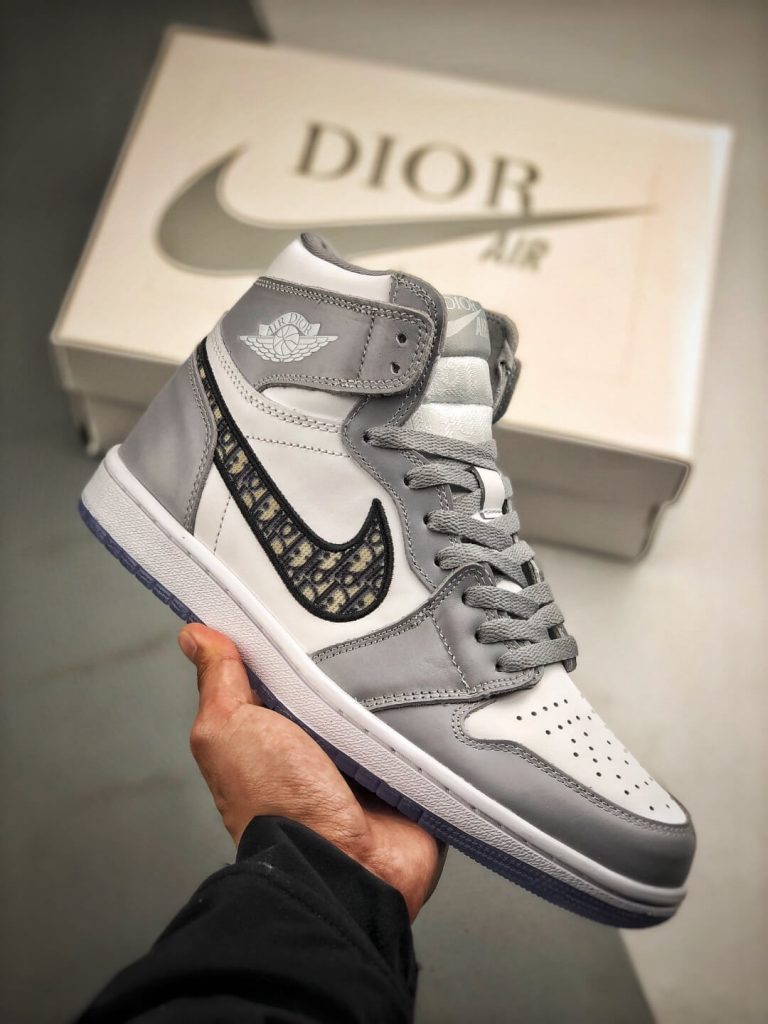 The Dior x Air Jordan 1 High Sneaker SKU CN8607-002White and Grey Upper ...