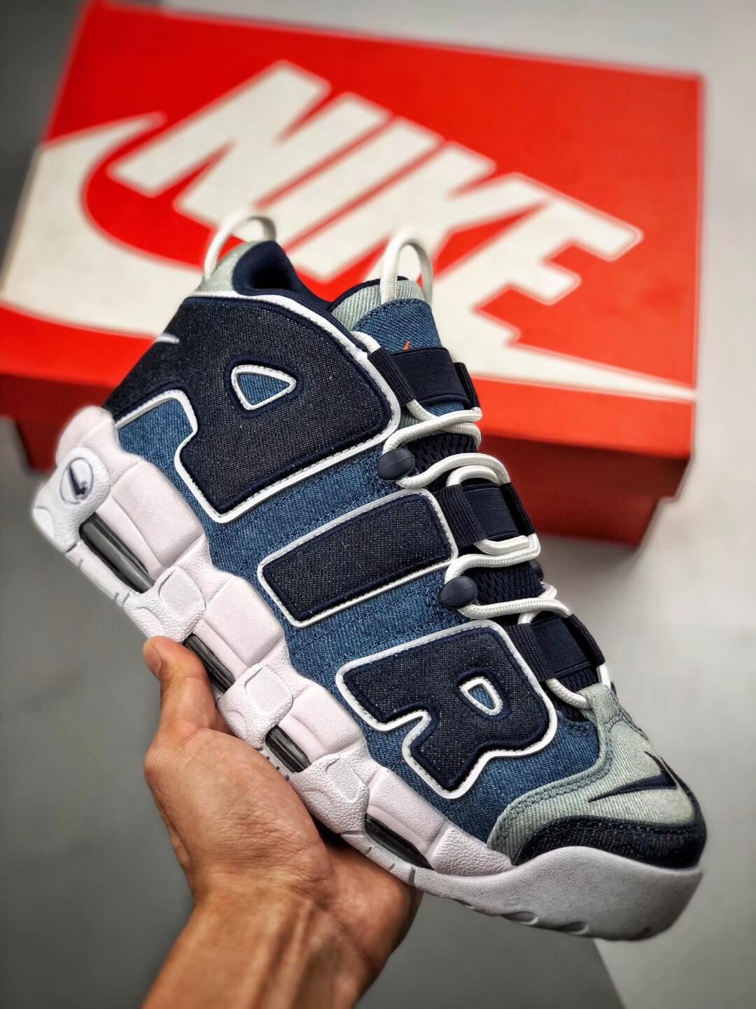 The Air More Uptempo 96 Denim Sneaker Blue Jean Fabric Style Large Air Scottie Pippen Repshoes The Quality Replica Sneakers Supplier In China