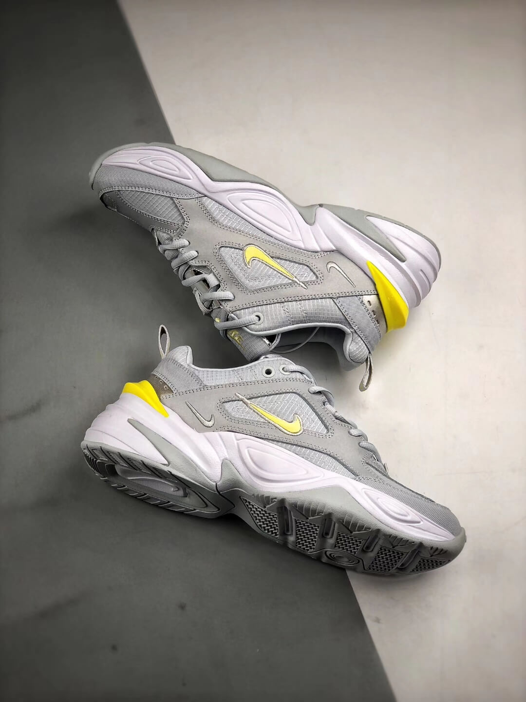 yellow and grey sneakers