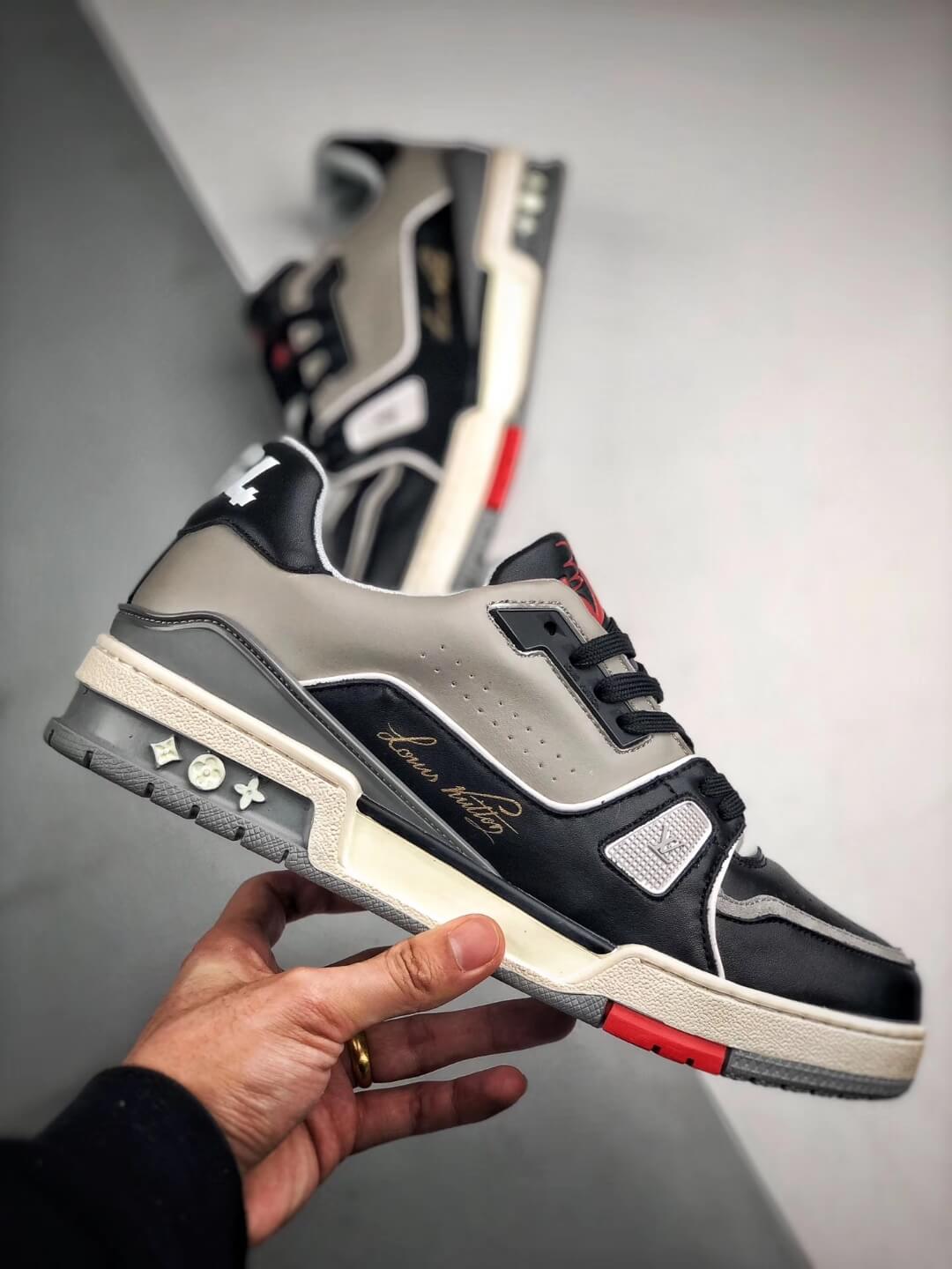 The Virgil Abloh Louis Vuitton LV Trainer Sneaker Boot #54 Black Grey  RepSneaker – RepSneakers