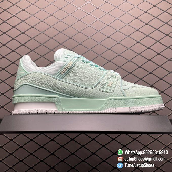 RepSneakers Louis Vuitton Trainer Sneakers Mint Green Leather Upper FashionReps LV Trainer Snkrs 02
