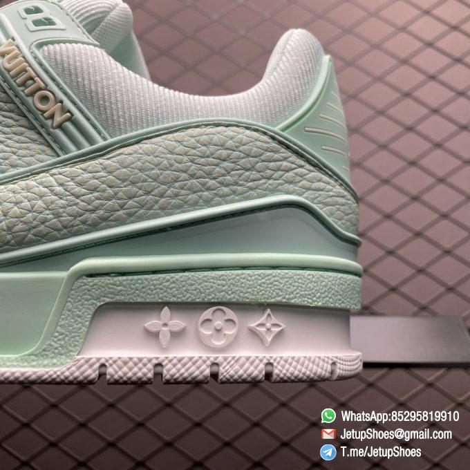 RepSneakers Louis Vuitton Trainer Sneakers Mint Green Leather Upper FashionReps LV Trainer Snkrs 04