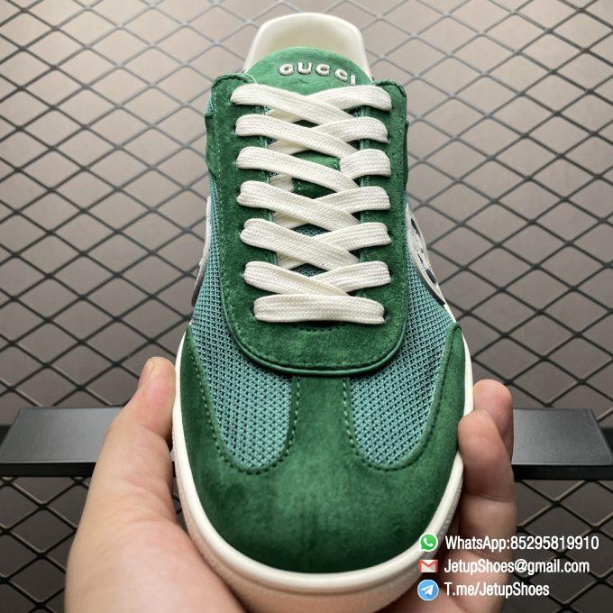 2024 RepSneakers Gucci Lido Collection Interlocking G Sneakers Summer Shoes Green suede Upper 05