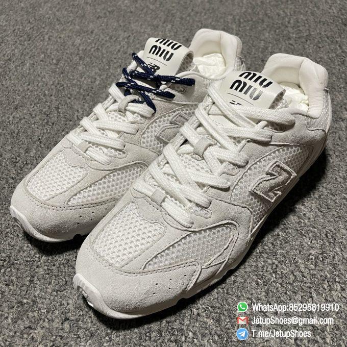 2024 RepSneakers Miu Miu X New Balance 530 SL White Sneakers Suede Upper Replica Designer Shoes 09