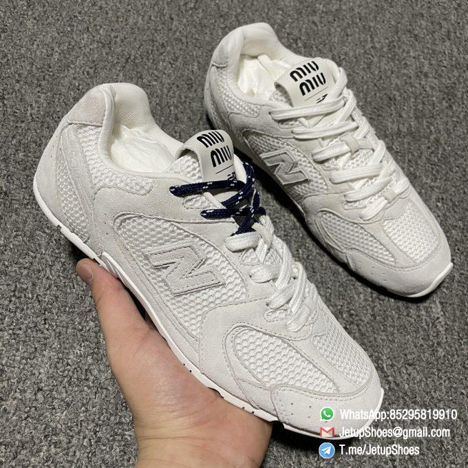 2024 RepSneakers Miu Miu X New Balance 530 SL White Sneakers Suede Upper Replica Designer Shoes 13