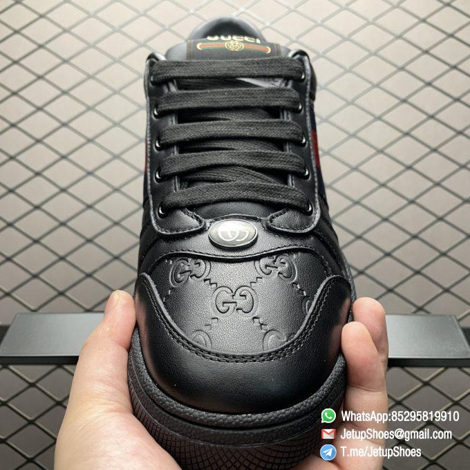 RepSneakers 2024 Gucci Screener Sneaker GG Embossed Black Leather Upper Replica GG Sneakers 05