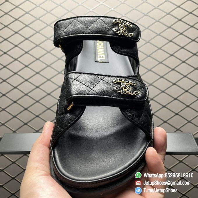 RepSneakers Chanel 2024 Summer Womens Open Toe Black Leather Dad Sandals CC Slippers Designer FashionReps 05