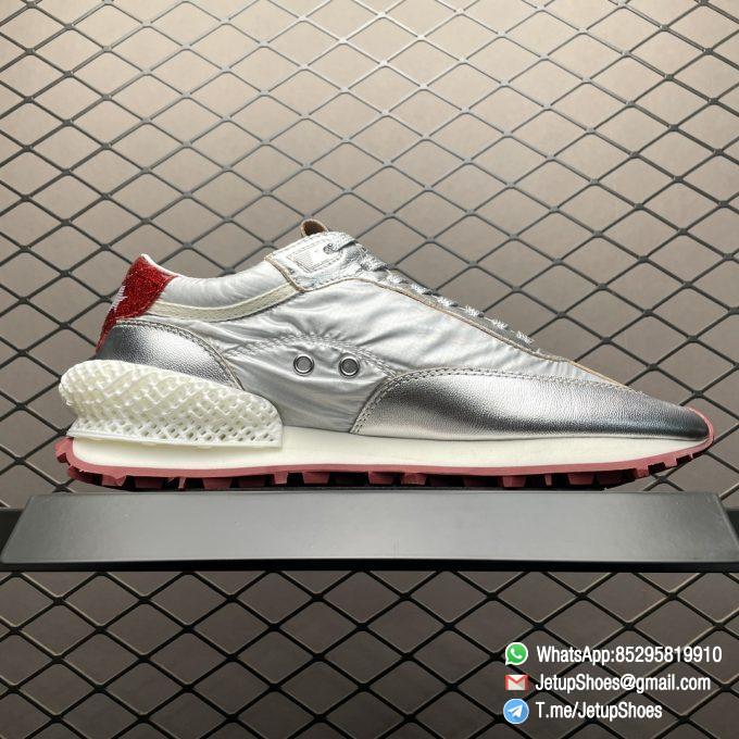 RepSneakers GGDB Marathon Golden Goose Deluxe Brand x K pop Miyayeh Silver Nappa Upper Red Logo Running Shoes 02